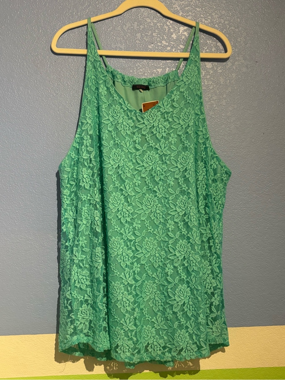 First Love Green Lace Camisole with Spaghetti Straps